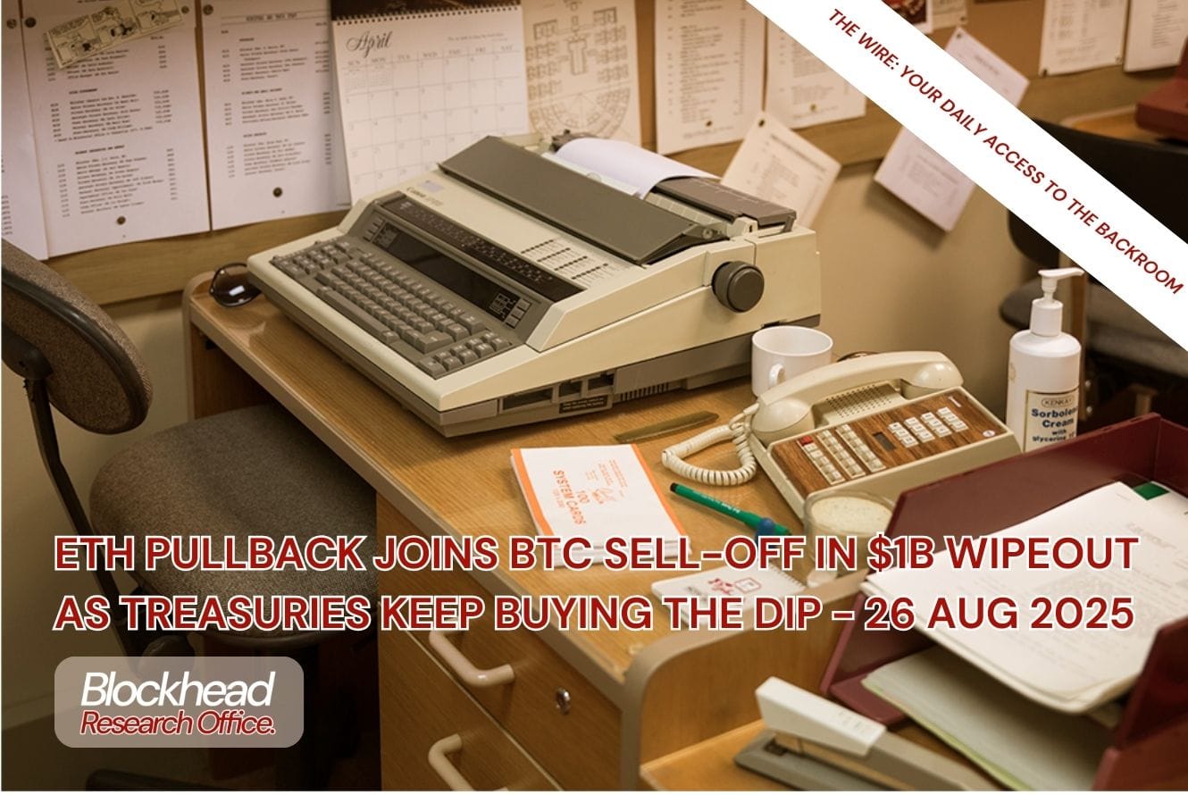 ETH Pullback Joins BTC Sell-off in $1 Billion Wipeout as Treasuries Keep Buying the Dip